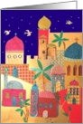Colorful Jerusalem city of Gold Rosh Hashanah Card