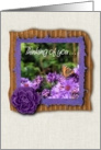 Butterfly & purple flowers - Thinking of you card