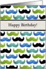 Blue Mustache pattern - Happy Birthday For Him card