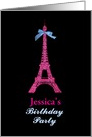 Hot Pink Paris Eiffel Tower Personalized Name Birthday Party Invite card