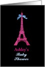 Hot Pink Paris Eiffel tower custom name Baby Shower Party Invitation card