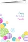 Happy Birthday Auntie - multicolor patterned polka dots on white card