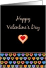 Modern Happy Valentine’s Day - Groovy colorful love hearts on black card