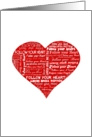 Follow your heart typography inside a red love heart card
