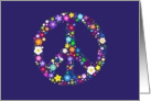 Peace sign made of colorful flowers - Hippy flower power card