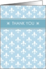 Pastel Blue white Fleur de lis elegant Wedding Thank You card