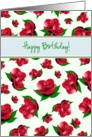 Red Rose flower pattern Happy Birthday card