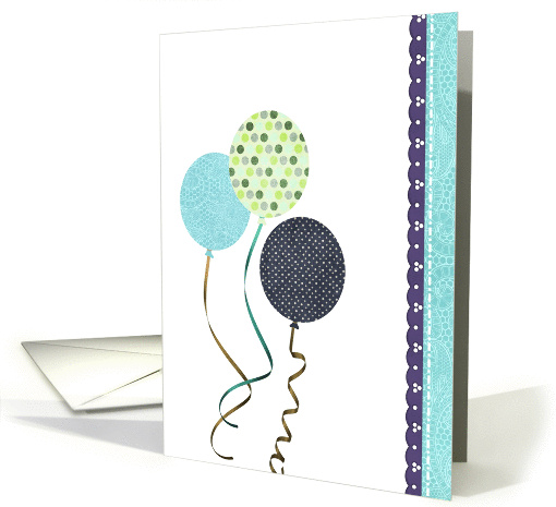 Blue Stylish Balloons Happy Birthday celebration card (1064553)