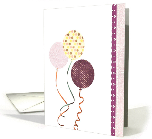 Pink Stylish Balloons Happy Birthday celebration card (1064557)