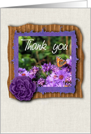 Beautiful butterfly & purple daisies photo - Thank you card