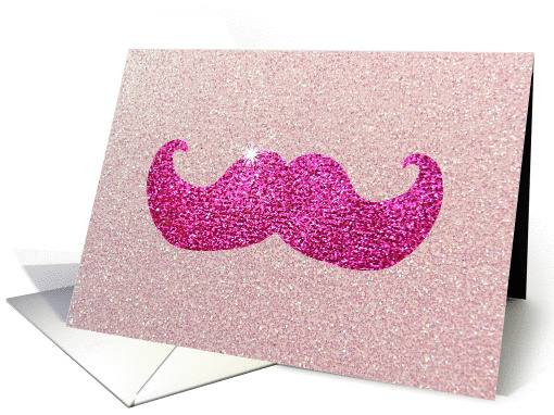 Faux sparkles and glitter graphic hot pink mustache card (1065101)