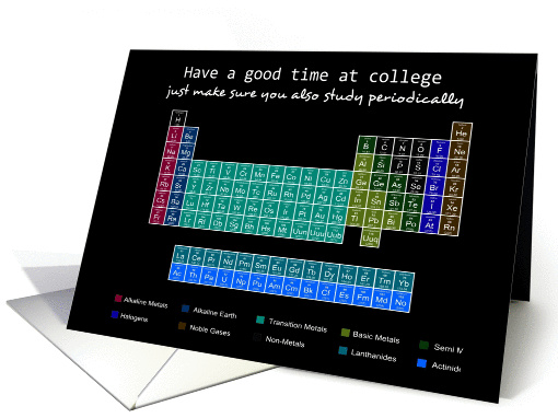 Good luck at college - Chemistry periodic table humor card (1065133)