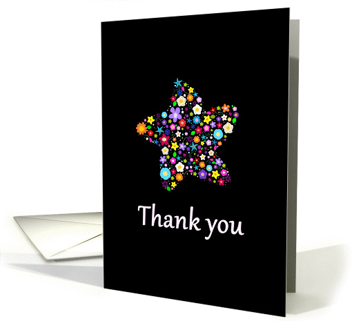 Colorful Star shape made of flowers - Thank you card (1065179)