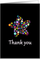 Colorful Star shape made of flowers - Thank you card