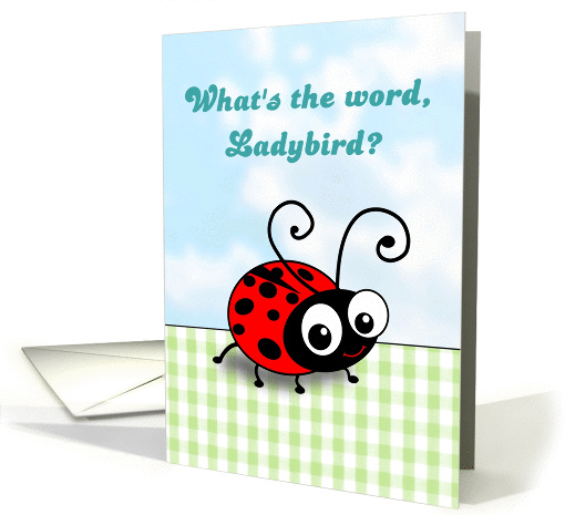 What's the word ladybird? Cute ladybug just saying hello card