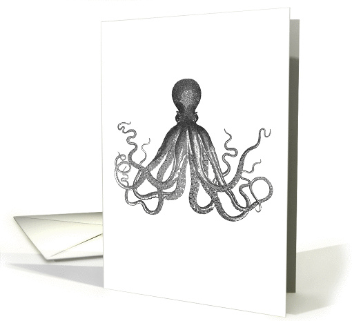 Vintage Octopus / Kraken in black and white card (1065645)