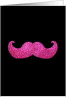 Hot Pink mustache on Black, Blank Note Card