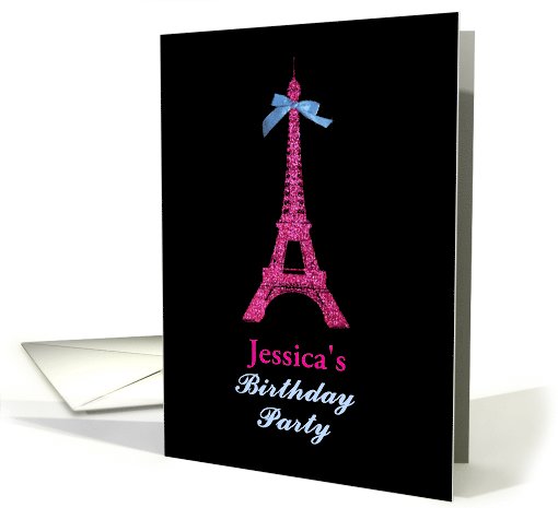 Hot Pink Paris Eiffel Tower Personalized Name Birthday... (1065733)