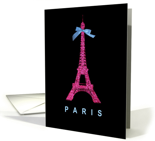 Girly Hot Pink Paris Eiffel Tower card (1065739)