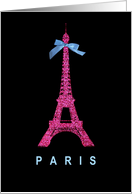 Girly Hot Pink Paris Eiffel Tower card