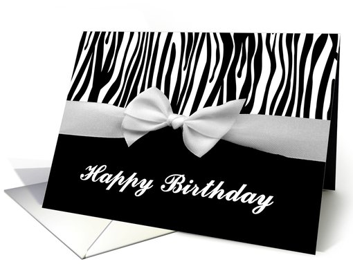 Zebra print Happy Birthday card for her with printed... (1065741)