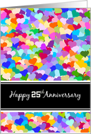 Happy 25th Anniversary personalized year - rainbow confetti hearts card