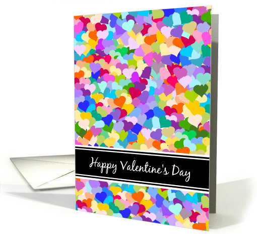 Colorful Happy Valentine's Day with rainbow confetti love hearts card