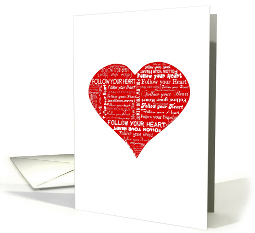 Follow your heart typography inside a red love heart card (1092758)