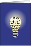 Thank you for your help / for volunteering - You lit my lamp quote card