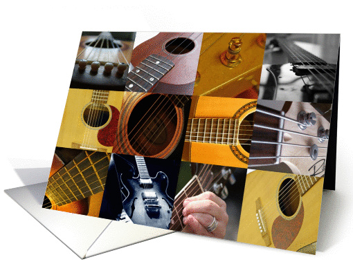 Guitar photography collage - guitarist musical instrument card