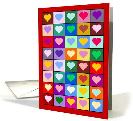 Multicolored heart squares - Happy Wedding Anniversary card (1093166)