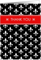 Black and white Fleur de lis elegant general Thank You card