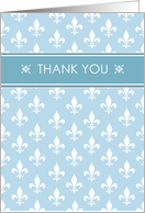 Pastel Blue white Fleur de lis elegant Wedding Thank You card