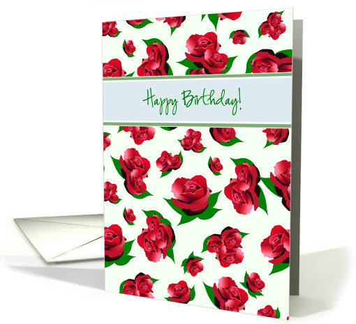 Red Rose flower pattern Happy Birthday card (1099042)