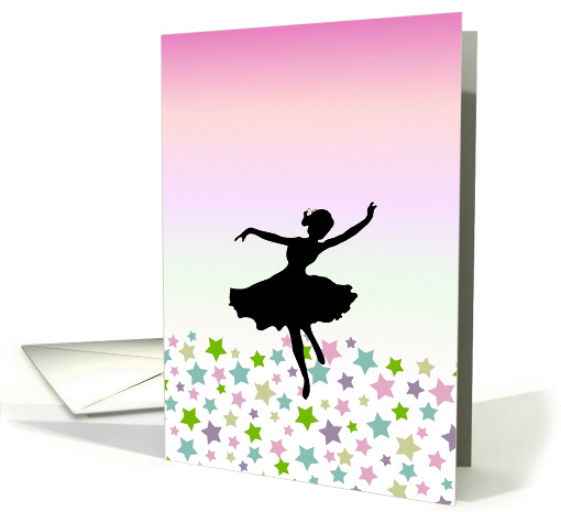 Dancing amongst the stars - Pink ballerina dancer card (1100046)