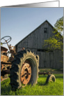 Farm scene with vintage tractor and barn blank note card