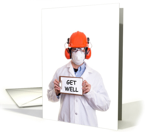 Get Well Card with man in protective clothing card (1070249)