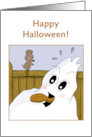 Halloween Ghost Afraid of Not So Scary Mouse card