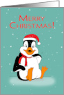 Christmas Cartoon Penguin Christmas Wave card