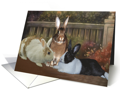 Three Easter Bunnies in a Garden card (1117530)