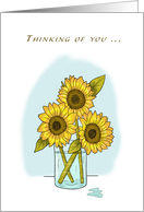 Thinking of You in this Difficult Time Illustration of Sunflowers card