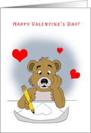Valentine’s Day Cartoon Bear Drawing a Heart card