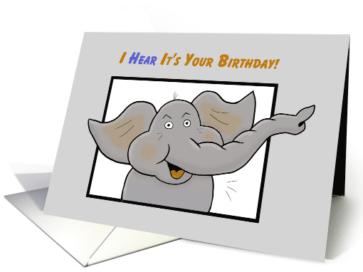 Birthday Cartoon Elephant Popping Out of a Frame card (1648000)