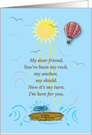 Recognizing a friend in need. card