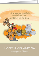 Dog and Cat Cornucopia to Grandparents card