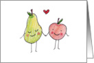 Fruits in Love Pear & Apple Perfect Pair Blank Note Card