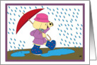 Feel Better Soon Dog walking happily under the rain card