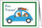 Bon voyage Five dogs in a car going on vacation card