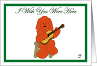 Dog playing the guitar and thinking of you card