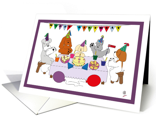 Birthday invitation Five dogs celebrating a birthday... (1149996)